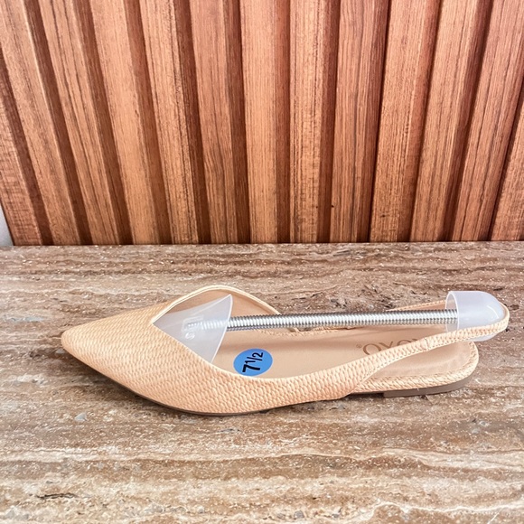NEW Slingback Pointed Toe Flats XOXO NUDE faux Leather Ballerina Shoes Size 7.5 - Picture 3 of 7